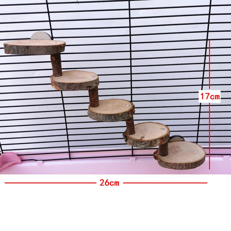 🐹 3/5-Step Wooden Climbing Ladder for Hamsters & Small Pets