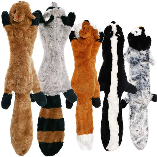 🐾 Funny Stuffingless Plush Squeaky Dog Toy with Crinkle Sound