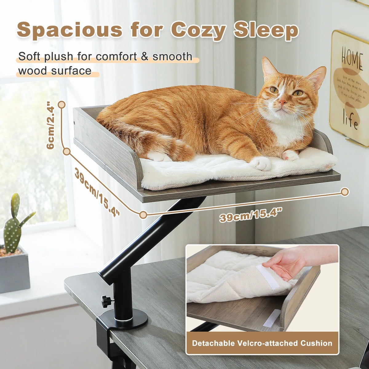 🐱 360° Rotatable Cat Desk Bed with Adjustable Hammock Basket – Soft Indoor Cat Bed