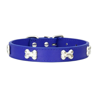 🐾 Durable Bone-Design Leather Pet Collar for Small & Large Dogs