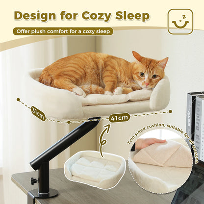 🐱 360° Rotatable Cat Desk Bed with Adjustable Hammock Basket – Soft Indoor Cat Bed