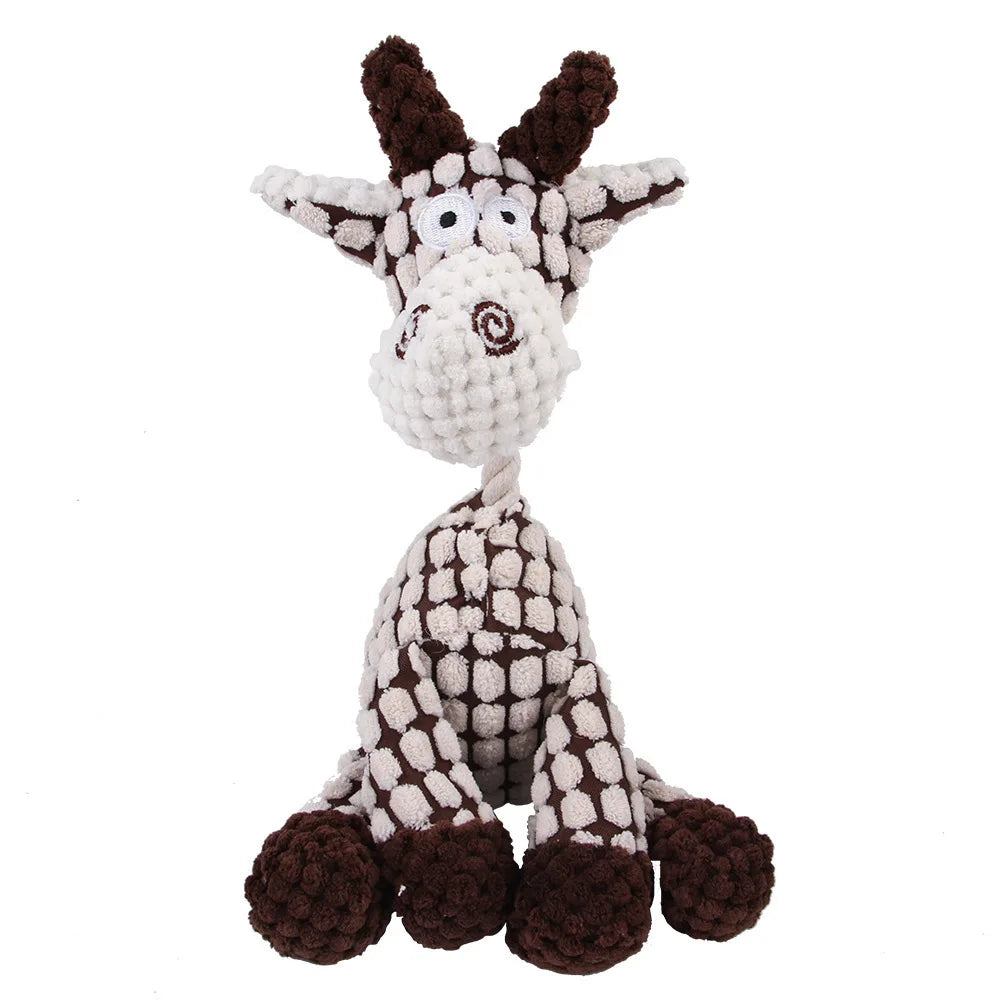 🐾 Corduroy Plush Squeaky Animal Dog Toy for Large Dogs