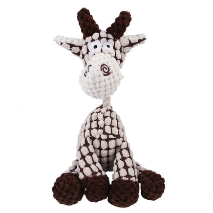 🐾 Corduroy Plush Squeaky Animal Dog Toy for Large Dogs