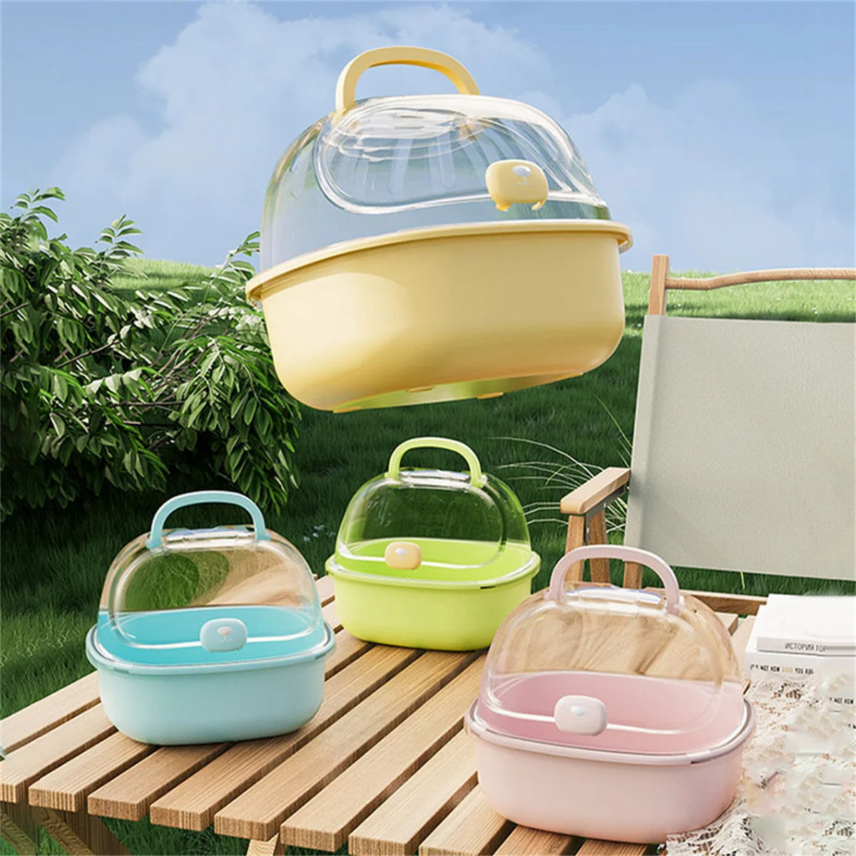 🐹 Transparent Portable Hamster Carrier Cage with Large Space