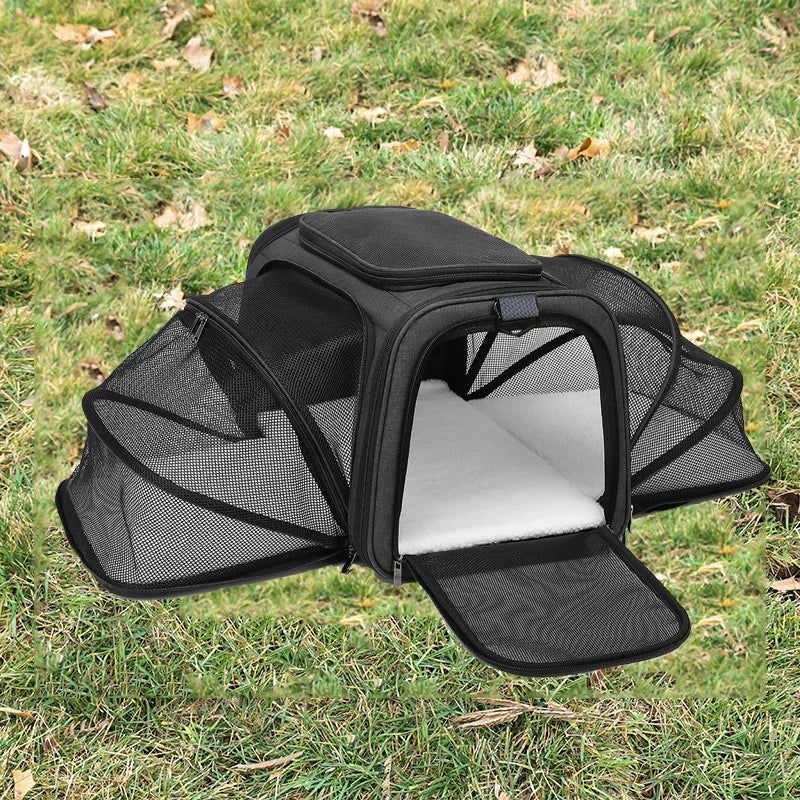 🎒 Expandable Foldable Pet Carrier Bag with Breathable Mesh for Small Dogs & Cats