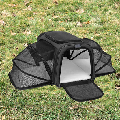🎒 Expandable Foldable Pet Carrier Bag with Breathable Mesh for Small Dogs & Cats