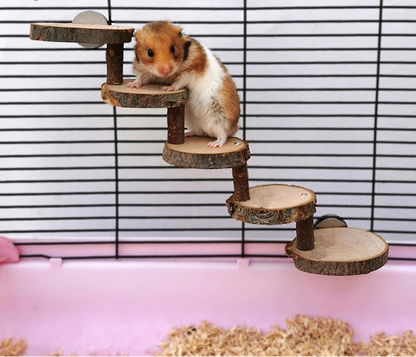 🐹 3/5-Step Wooden Climbing Ladder for Hamsters & Small Pets