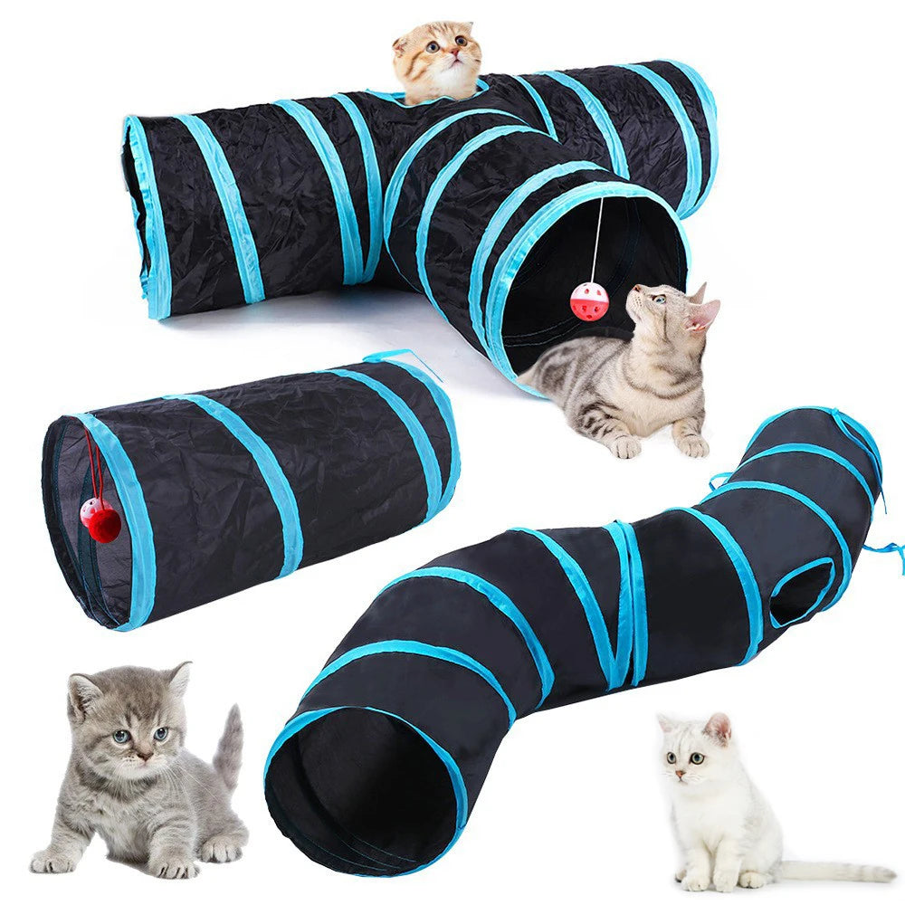 🐱 Foldable Interactive Cat Play Tunnel with Crinkle Sound