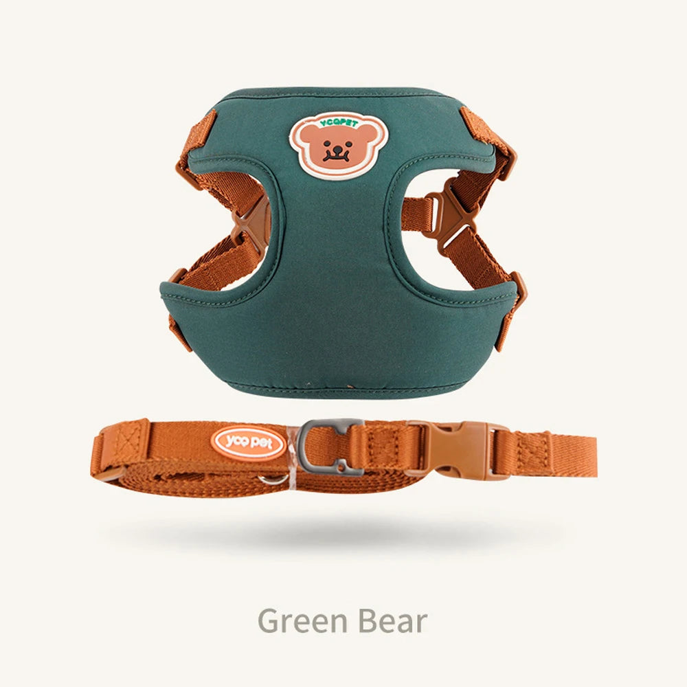 🐾  Cute Bear Adjustable Pet Harness & Leash Set