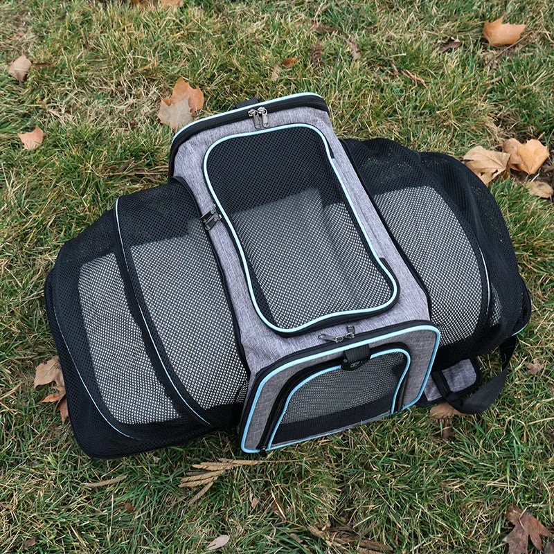 🎒 Expandable Foldable Pet Carrier Bag with Breathable Mesh for Small Dogs & Cats
