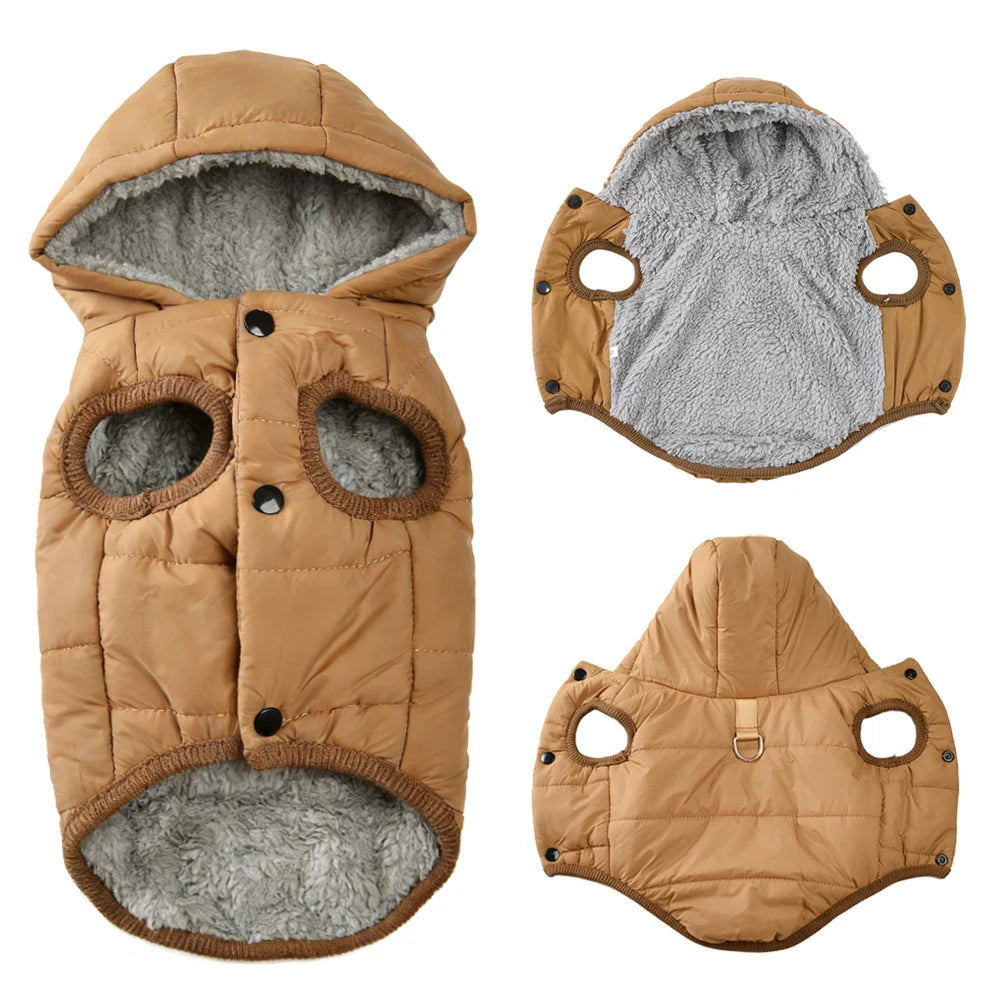 🧵 Warm Fleece Dog Hoodie with D-Ring for Small & Medium Dogs