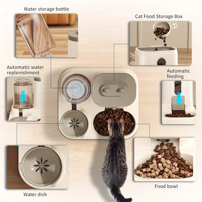 🐾 自動猫犬給餌器（こぼれにくいボウル＆給水器付き）
