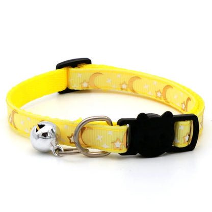 🐱 Adjustable Star & Moon Cat Collar with Bell for Cats & Kittens