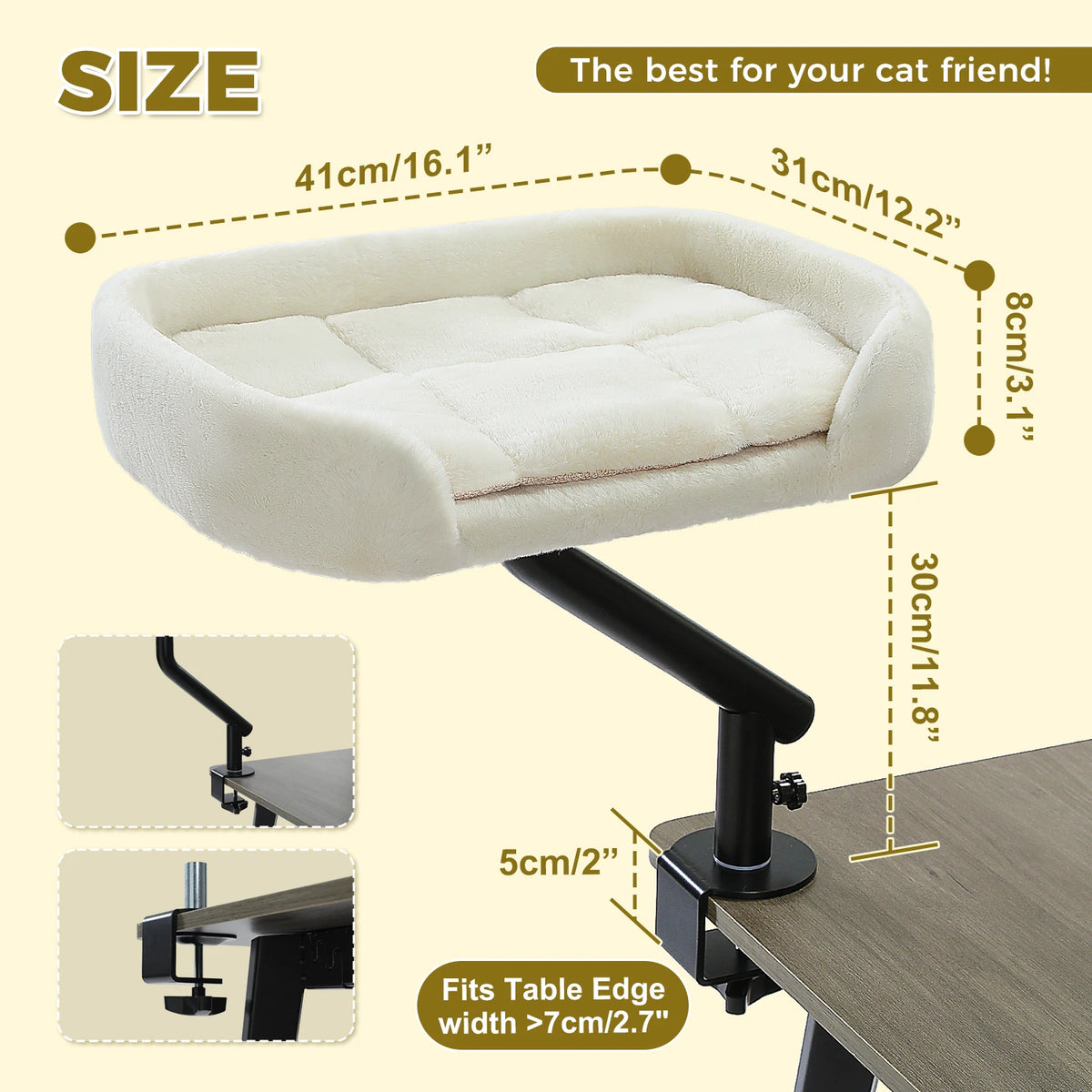 🐱 360° Rotatable Cat Desk Bed with Adjustable Hammock Basket – Soft Indoor Cat Bed