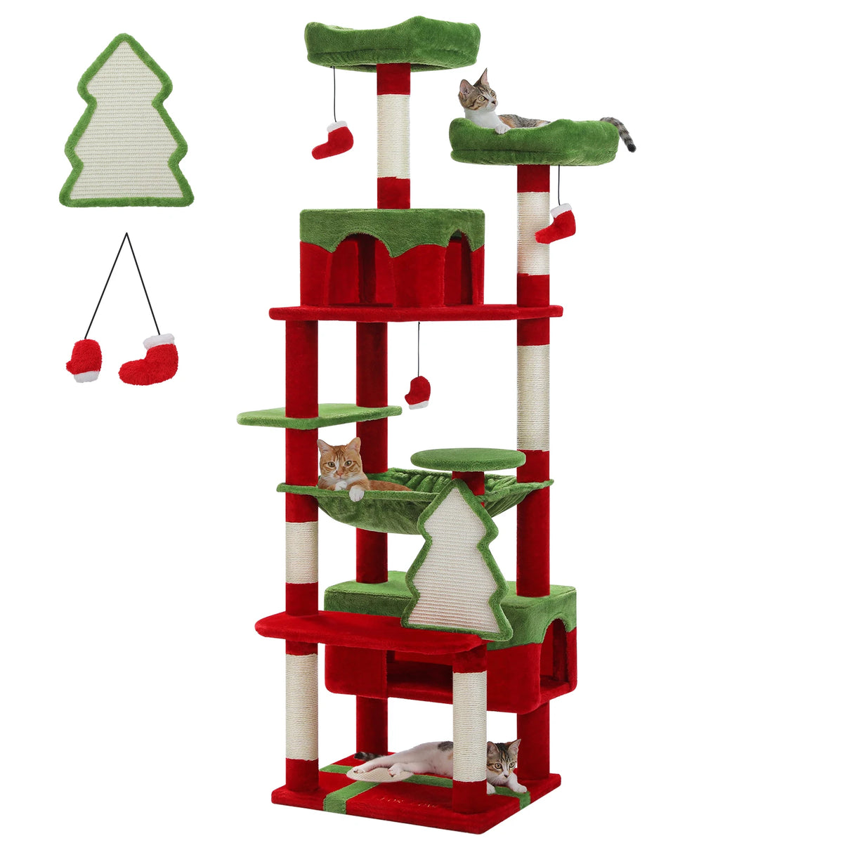 🐱 Large Multi-Level Cat Tree with Scratching Posts, Hammock, Perches & Condos