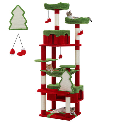 🐱 Large Multi-Level Cat Tree with Scratching Posts, Hammock, Perches & Condos