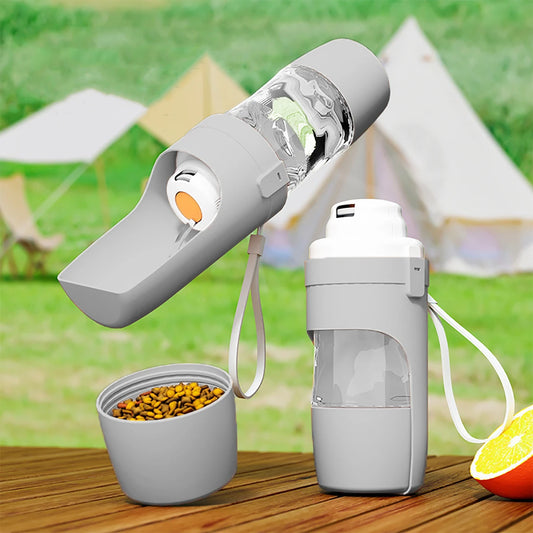 🐾 Portable Dog & Cat Water Bottle with Food Storage & Feeder Bowl
