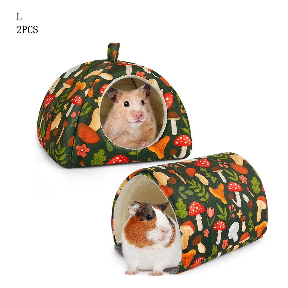 🐹 洗えるモルモット用隠れ家＆トンネルセット – モルモット＆ウサギ用2個セット