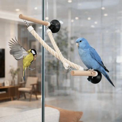 🐦 Suction Cup Parrot Climbing Perch & Hanging Bird Ladder Swing