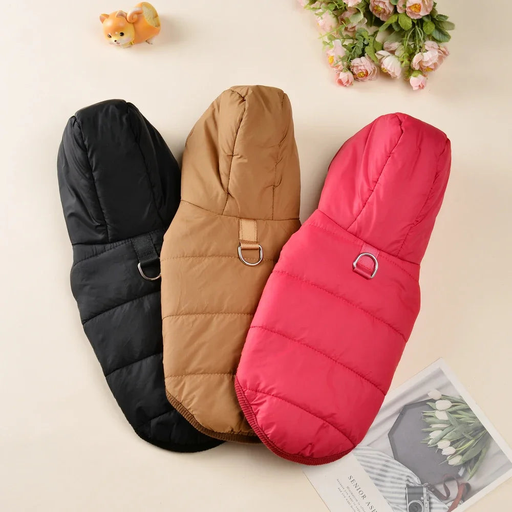🧵 Warm Fleece Dog Hoodie with D-Ring for Small & Medium Dogs