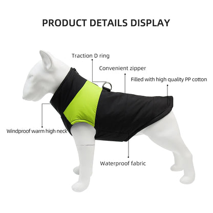 🧵 Warm Windproof & Waterproof Dog Jacket with D-Ring for Small & Large Dogs XS ~ 6XL