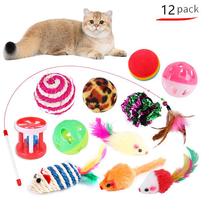 🐱 Kitten Toys Variety Pack with Cat Wand, Sisal Mouse, Bell & Ball