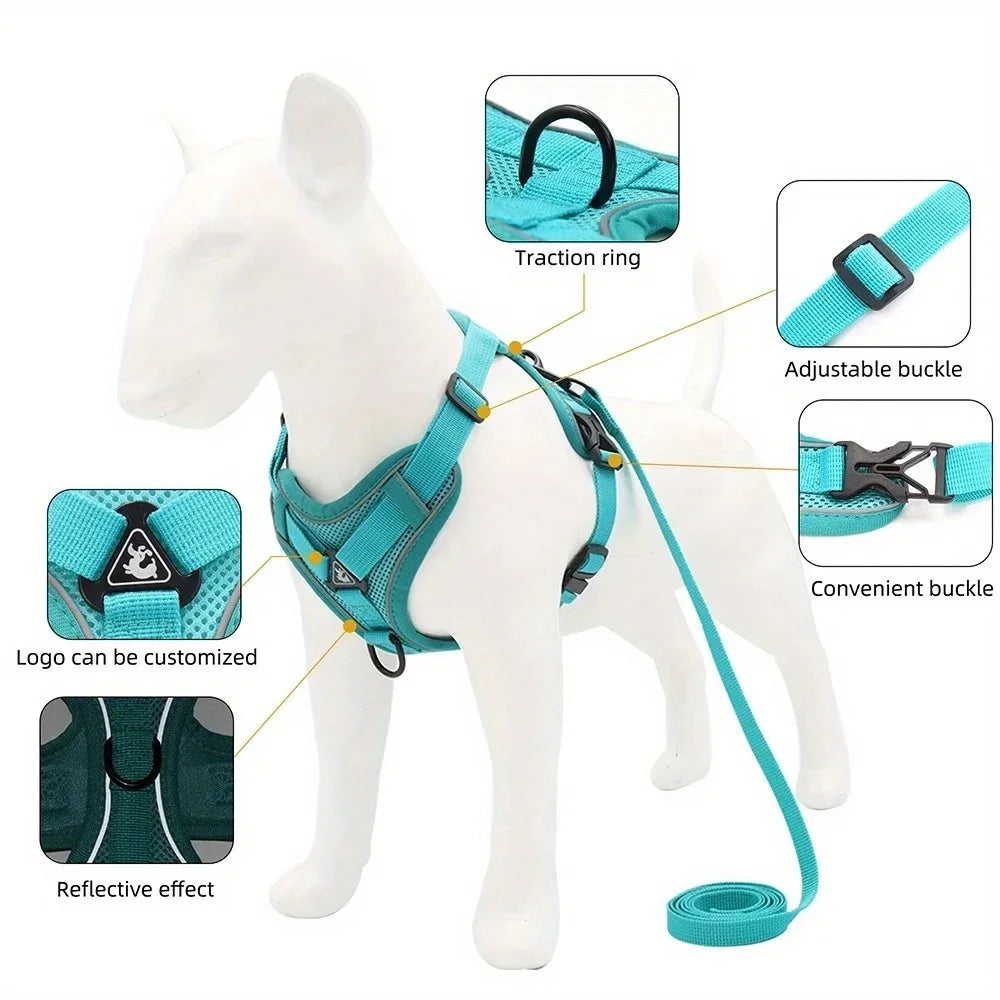 🐾 Reflective No-Pull Dog Harness & Leash Set for Small Dogs & Cats
