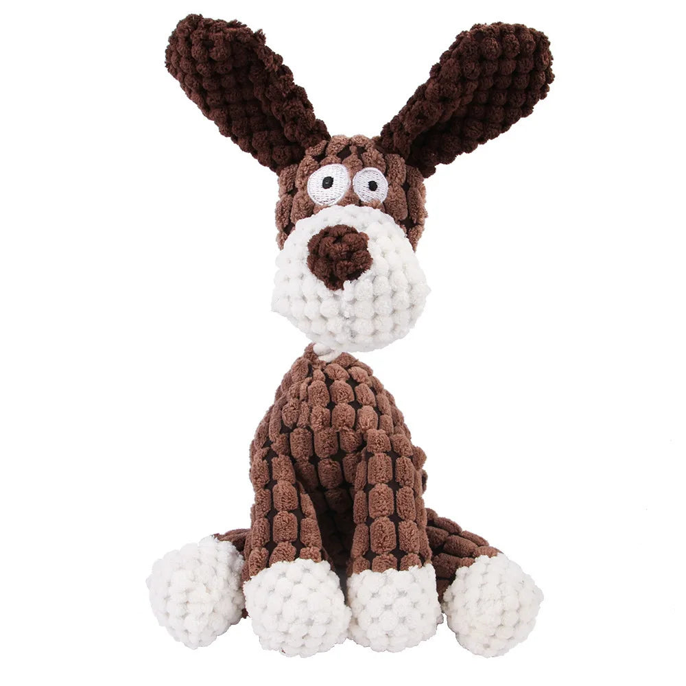 🐾 Corduroy Plush Squeaky Animal Dog Toy for Large Dogs