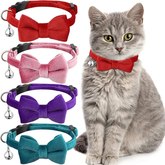 🐱 Cute Adjustable Cat Collar with Bow & Bell