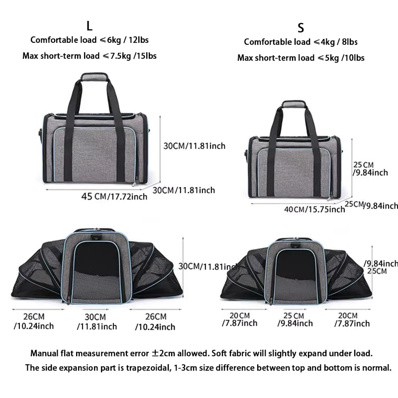 🎒 Expandable Foldable Pet Carrier Bag with Breathable Mesh for Small Dogs & Cats