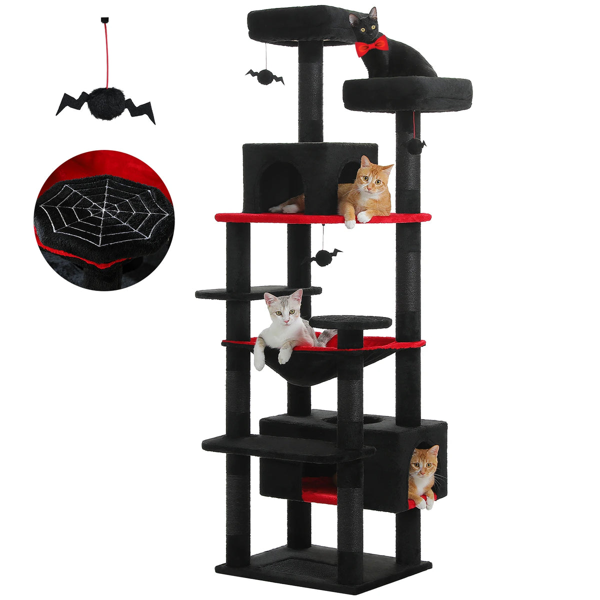 🐱 Large Multi-Level Cat Tree with Scratching Posts, Hammock, Perches & Condos