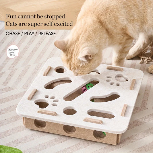 🐱 Interactive Cat Puzzle Toy Box with Maze Tunnel & Bell Ball