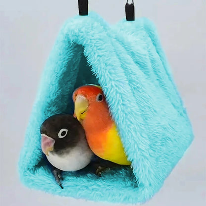 🐦 Warm Plush Hanging Bird Hammock Hut for Parrots