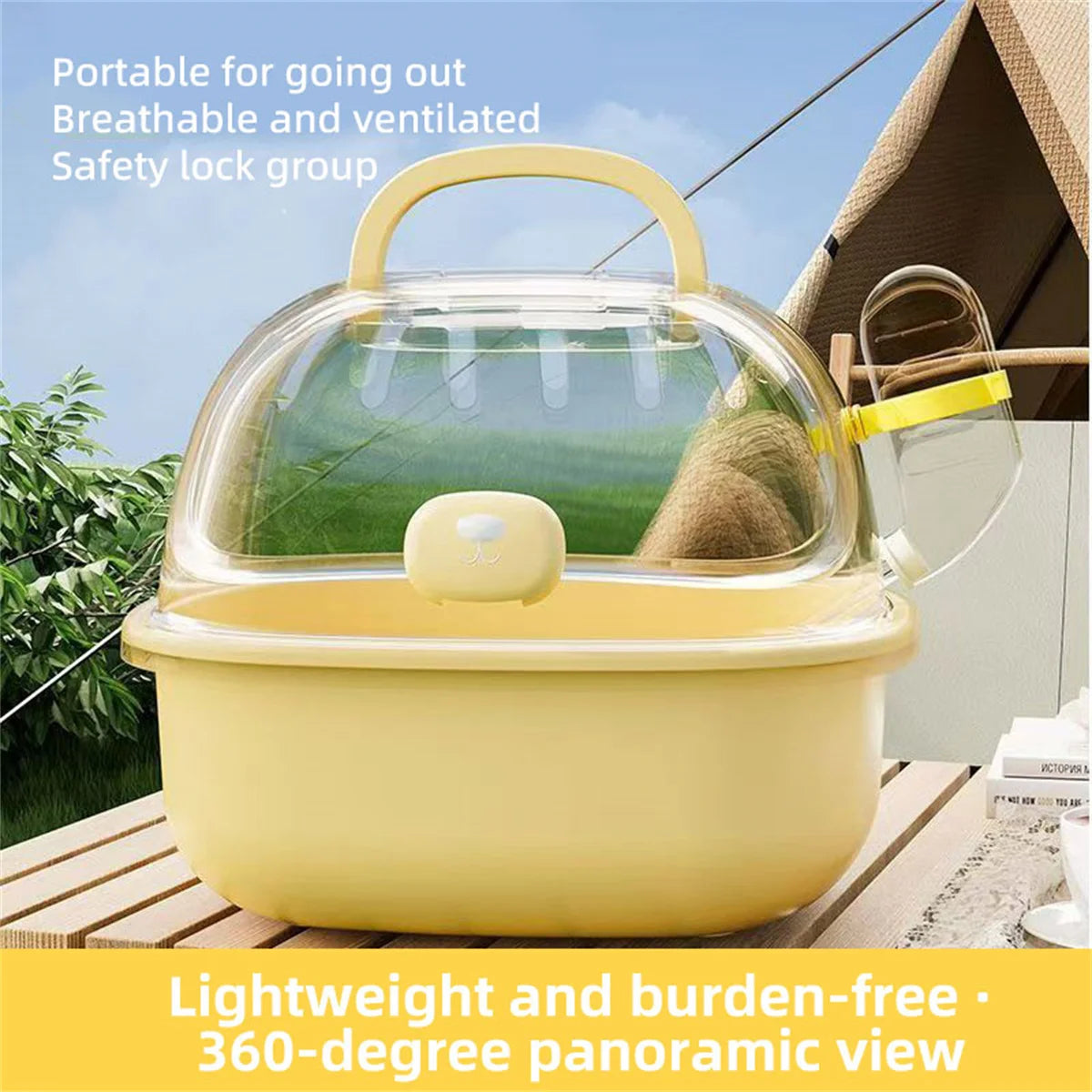 🐹 Transparent Portable Hamster Carrier Cage with Large Space