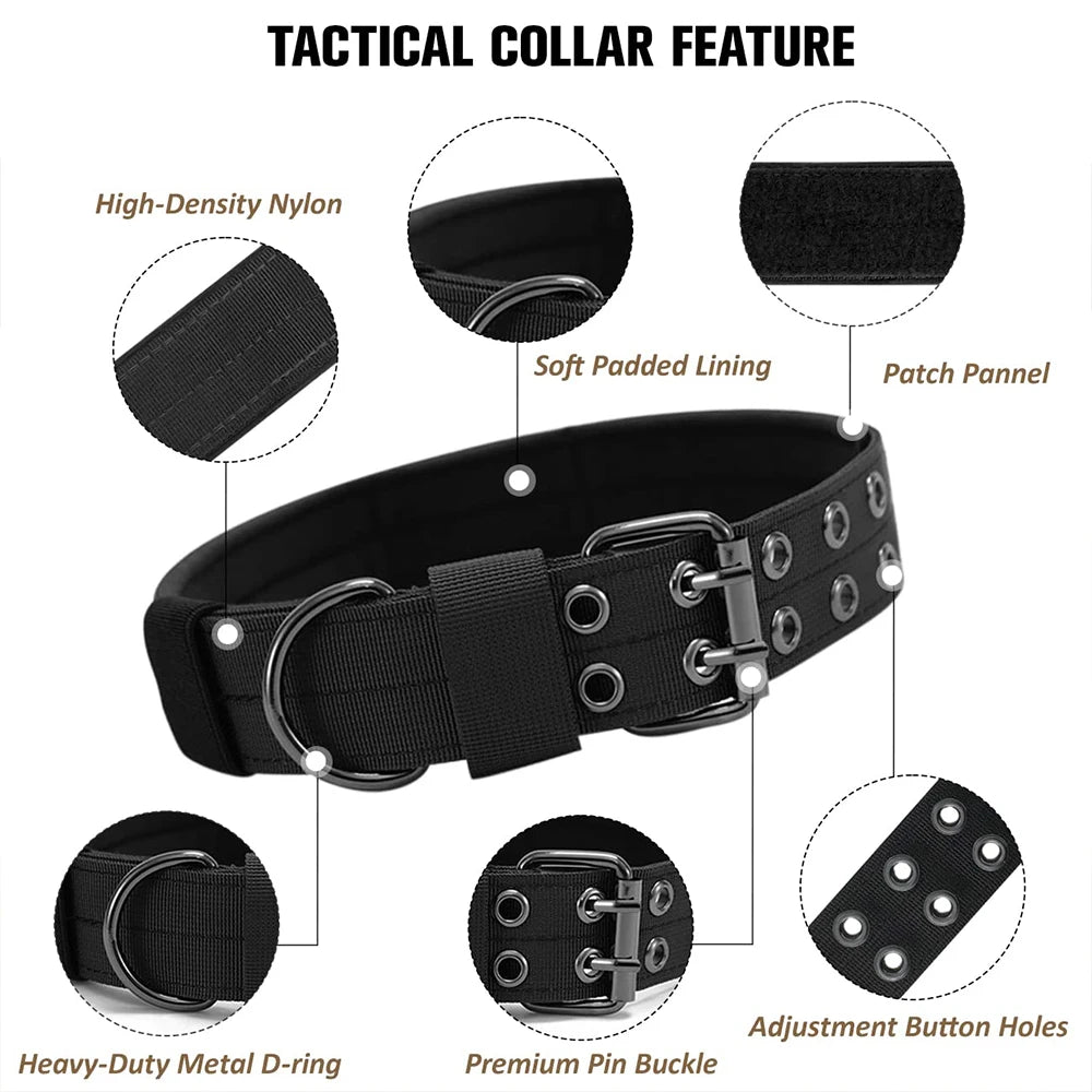 🐾 Durable Nylon Tactical Dog Collar for Medium & Large Dogs – Training, Walking & Working