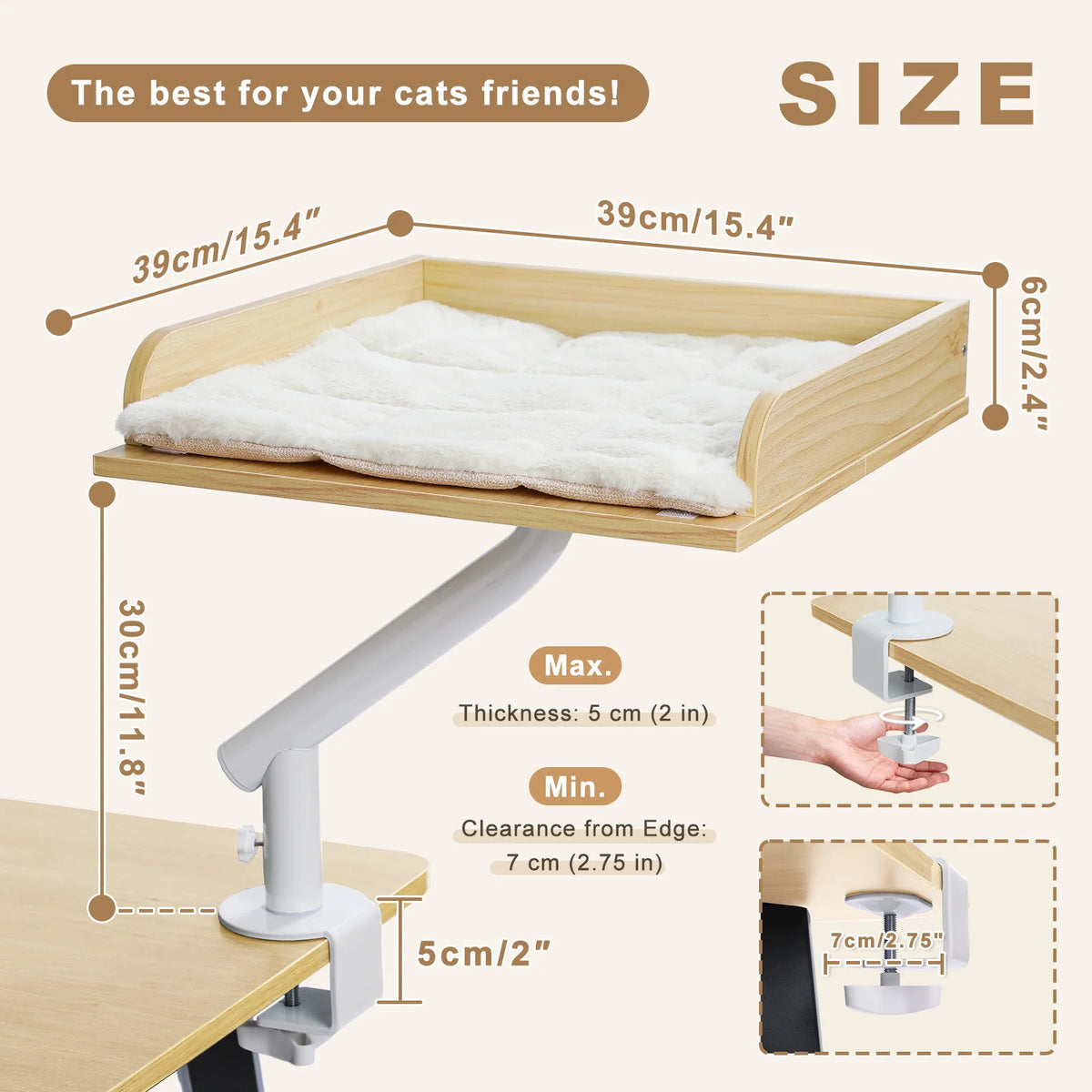 🐱 360° Rotatable Cat Desk Bed with Adjustable Hammock Basket – Soft Indoor Cat Bed