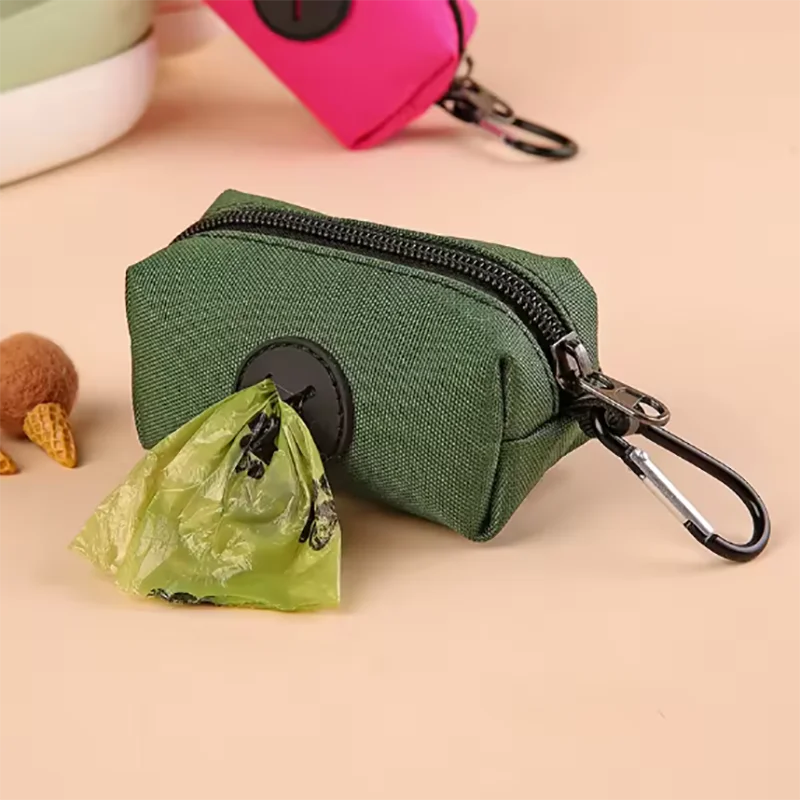 🐾 Canvas Dog Waste Bag Holder with Carabiner Clip