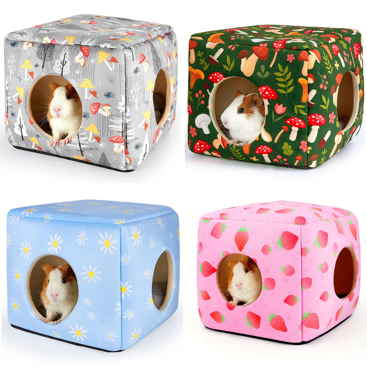 🐹Guinea Pig Hideout Washable Guinea Pigs Hiding House Habitats Cozy Bunny Rabbit Bed for Small Pet Hamster Chinchilla Accessories