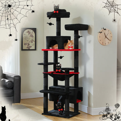 🐱 Large Multi-Level Cat Tree with Scratching Posts, Hammock, Perches & Condos