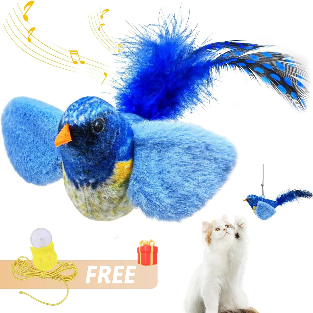 🐱 Realistic Bird Sound Interactive Catnip Plush Toy for Cats & Kittens