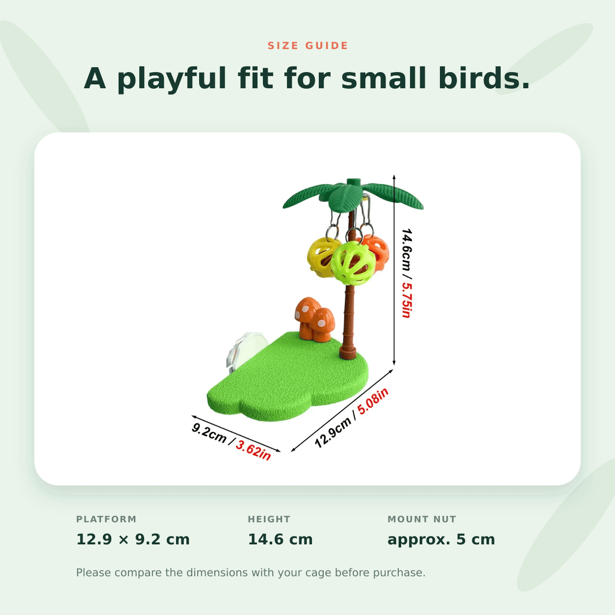 🐦 Tropical Bird Perch Platform with Bell & Ball Interactive Toy