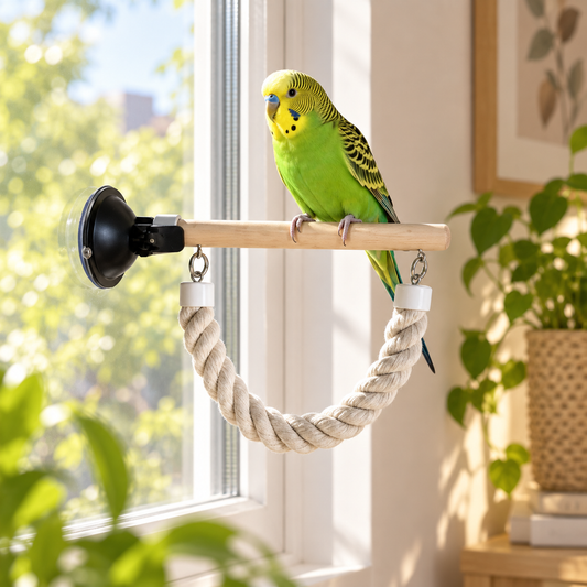 🐦 Suction Cup Parrot Climbing Perch & Hanging Bird Ladder Swing