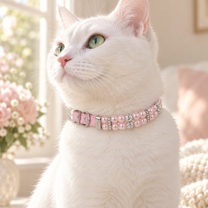 🐾Elegant Pearl & Rhinestone Pet Collar for Dogs & Cats