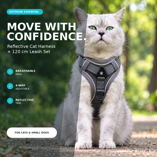 🐾 Reflective Adjustable Cat Harness & Leash Set for Outdoor Walking