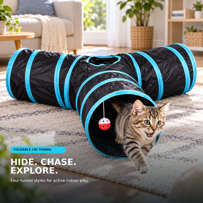 🐱 Foldable Interactive Cat Play Tunnel with Crinkle Sound