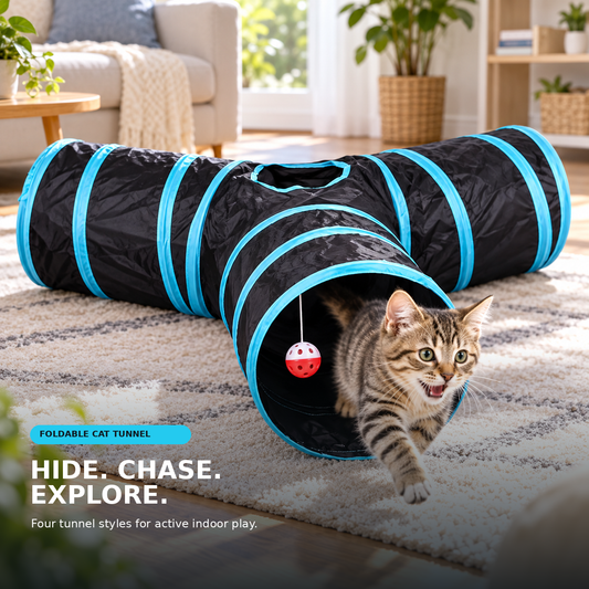 🐱 Foldable Interactive Cat Play Tunnel with Crinkle Sound