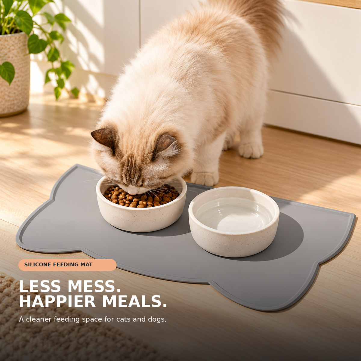 🐾 Waterproof Silicone Pet Feeding Mat for Dog & Cat Food Bowls