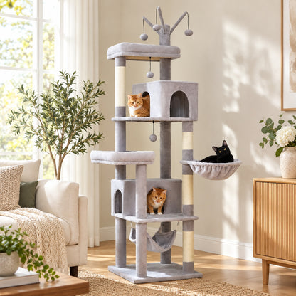 🐱 Multi-Level Cat Tree for Large Indoor Cats – Scratching Posts, Spacious Condo & Soft Top Perch