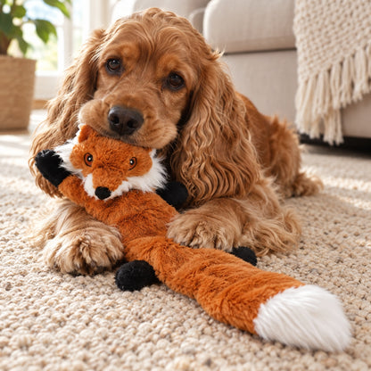🐾 Funny Stuffingless Plush Squeaky Dog Toy with Crinkle Sound