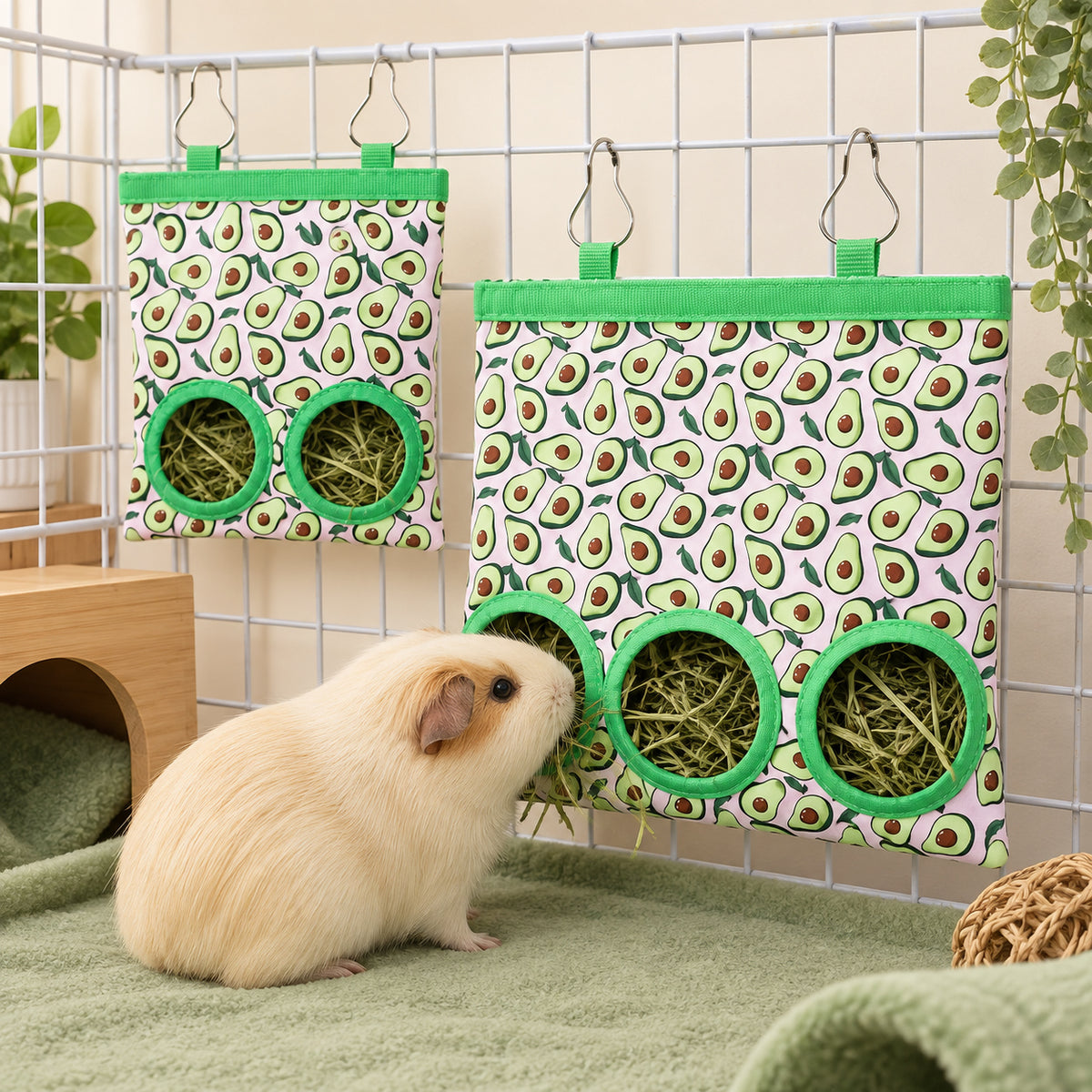 🐹 Hanging Hay Feeder Bag with 2/3 Holes for Rabbits & Small Pets